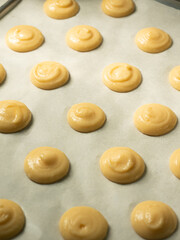choux cream pastry before baking