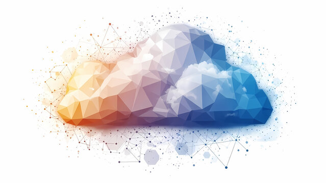 A vibrant digital cloud illustration showcasing data storage and network connectivity, representing technology and the internet's interconnectedness.