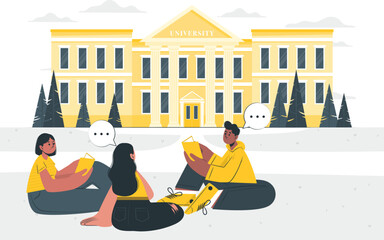 Students engaging in collaborative learning and discussion on a vibrant university campus, fostering academic growth and intellectual exchange in higher education