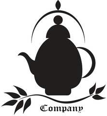 Elegant Vintage Teapot Logo Design with Floral Elements | Classic Tea House Branding Icon | Minimal Black Silhouette Kettle Emblem for Caf&eacute;, Restaurant, Organic Tea Store, Packaging, and Branding Use