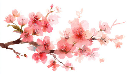 Obraz premium Watercolor Cherry Blossoms on Textured Paper