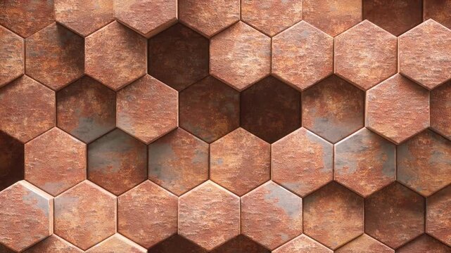 Seamless pattern of hexagons. rust texture Geometric wallpaper.Abstract black and white hexagons motion video Abstract geometry background Loop 4k