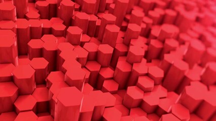 orange hexagon background footage. Slow moving colorful mosaic chaotic animation. Hi-tech top view geometric hexagonal backdrop wallpaper innovation