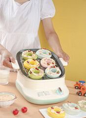 Healthy Cartoon Vegetable Donuts for Kids in Electric Steamer - Nutritious Food Alternative