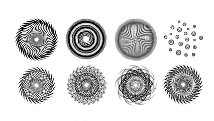 Spiral abstract design elements set