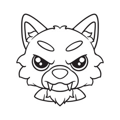illustration art hand drawn line art cute wolf sticker design