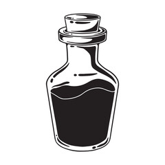 illustration art hand drawn black and white poison bottle tattoo and t-shirt design