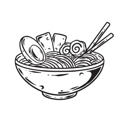 illustration art hand drawn black and white ramen design
