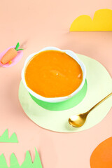 Baby Carrot Puree - Healthy Homemade Supplement Food Flat Lay