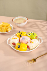 Cute Cartoon Character Steamed Buns Colorful Children's Snack Food with Animal Faces