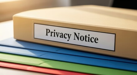 A Privacy Notice Folder Resting on Layered Paper Colors