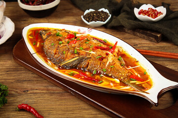 Traditional Braised Fish in Spicy Red Sauce - Chinese Cuisine