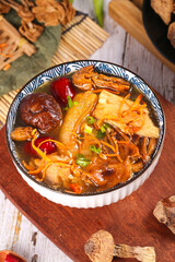 Colorful Asian Mushroom Soup with Wolfberries and Dates - Traditional Chinese Medicine Ingredients