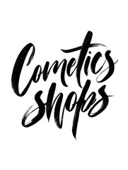 Obraz premium cosmetics shop calligraphy template text for your design illustration concept handwritten lettering title vector words on white isolated no logos no brands ar 34