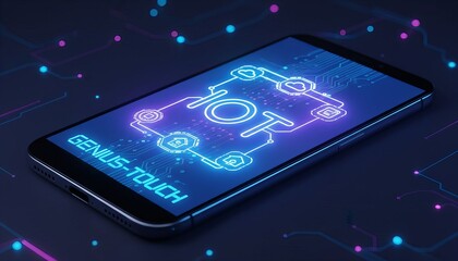 A smartphone display Internet of Things, featuring the word ‘IOT’