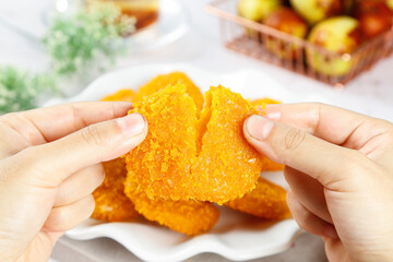 Crispy Fried Pumpkin Cake - Golden Chinese Snack