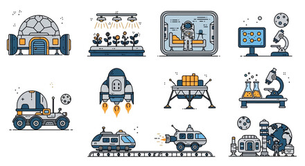Space Exploration and Colonization Icons © M FAIZAL