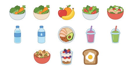 Healthy food and beverage collection for wellness and nutrition concepts