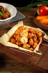 Deep-Fried Golden Meatballs with Fresh Vegetables