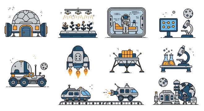 Space Exploration and Colonization Icons