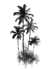 Fototapeta premium typography slogan with palm trees and exotic forest black and white illustration no logos no brands ar 34