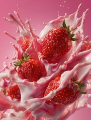 stunning strawberry splash creamy yogurt  juicy berries