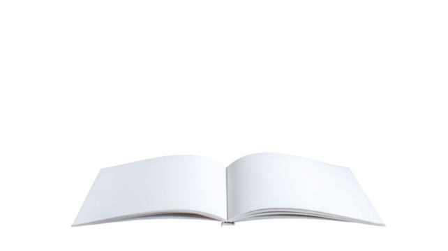 Isolated open book with blank pages on white for education and knowledge