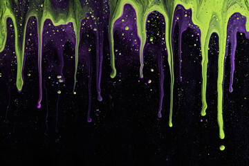 neon green and deep purple liquid dripping together creating toxic high contrast sci fi fluid art