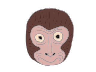 Illustration of a monkey face mask from traditional Japanese performing arts