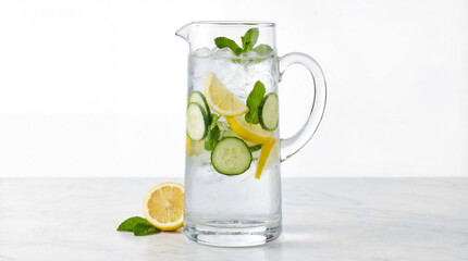 Fototapeta premium Refreshing Detox Water with Lemon, Cucumber and Mint