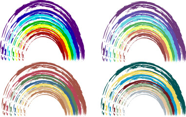 Naklejka premium Four rainbows of different shades, made with brush strokes