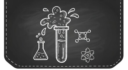 Chalkboard Science: Hand-Drawn Chemical Equations and Laboratory Equipment, Perfect for Education