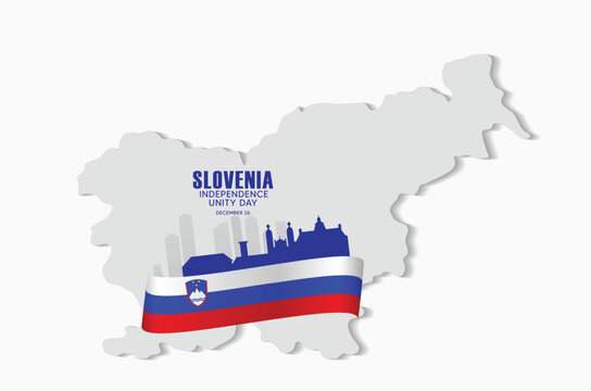 Slovenia National Day Illustration Showing Country Map with Flag and Celebration Elements