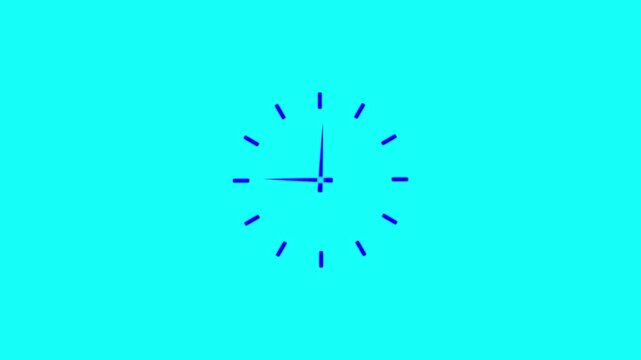 Twelve hours clock run, moving time arrows, 12 hours clock dial loop, twenty-four hours time lapse animation, Hours appear on a white background with alpha channel.clock icon animation.4k video
