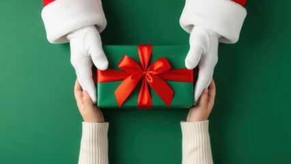 Santa Hands Giving a Christmas Gift to Child claus