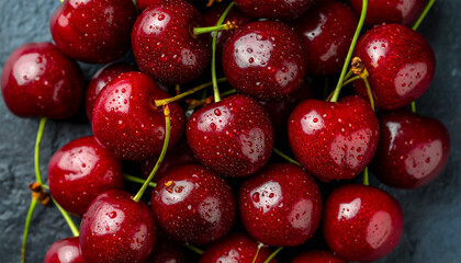 Fresh red cherries fruit summer juicy sweet delicious healthy