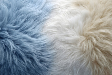 Fototapeta premium soft fluffy fur placed only in two opposite corners creating a clean minimalist composition with a bright blank center