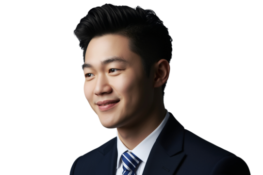 Smiling young asian professional looking away in business attire - Powered by Adobe
