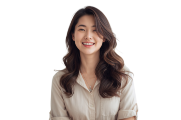 Young asian woman smiling with confidence and friendly expression