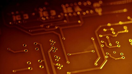 Block chain data processing animation over digital computer circuit board. Circuit Boards With Connection Lines. Microchip microprocessor technology. - Powered by Adobe