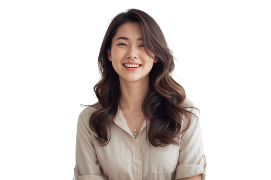 Young asian woman smiling with confidence and friendly expression