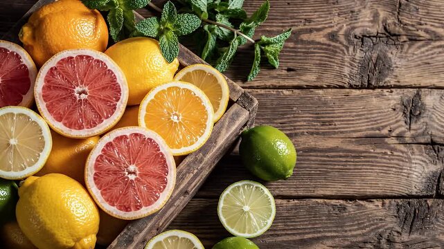Citrus Burst A Vibrant Display of Fresh Lemons, Oranges, Grapefruit, and Limes