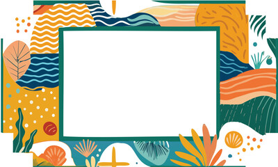 Orange floral art vector illustration frame border design pattern for holiday card decoration