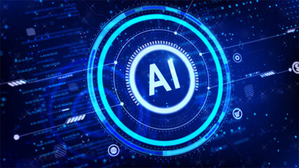 AI Artificial intelligence with circle HUD head up display interface for technology futuristic concept