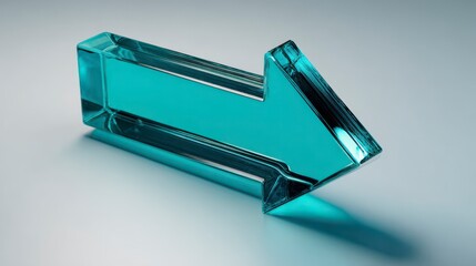 Directional Clarity: A captivating turquoise arrow, meticulously crafted from transparent material, casts a distinct shadow, signaling progress, direction, and innovation. 