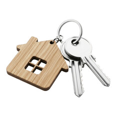 House Key Chain with Wooden Charm New Home Security