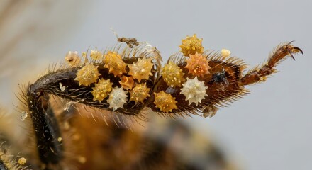 Pollen Adhering to Bee Leg - Microscopic Pollination
