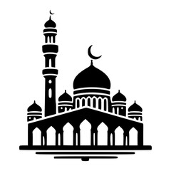 Minimalist Islamic mosque silhouette vector design for Ramadan Kareem Eid Mubarak and Islamic holidays celebration art vector