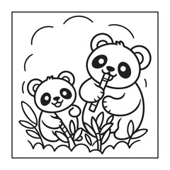Fototapeta premium Kids-friendly group of animals set black and white coloring pages.