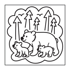 Kids-friendly group of animals set black and white coloring pages.